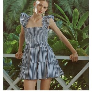 Hill house home Charlotte nap dress in navy stripe size small